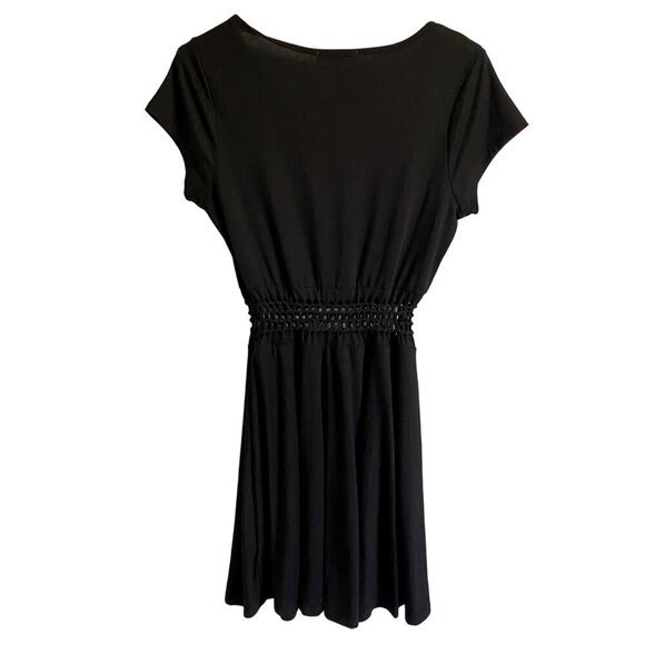 Love Fire Black Short Sleeve Dress Eyelet Waist Cutout Detail Junior's Large - Picture 6 of 11